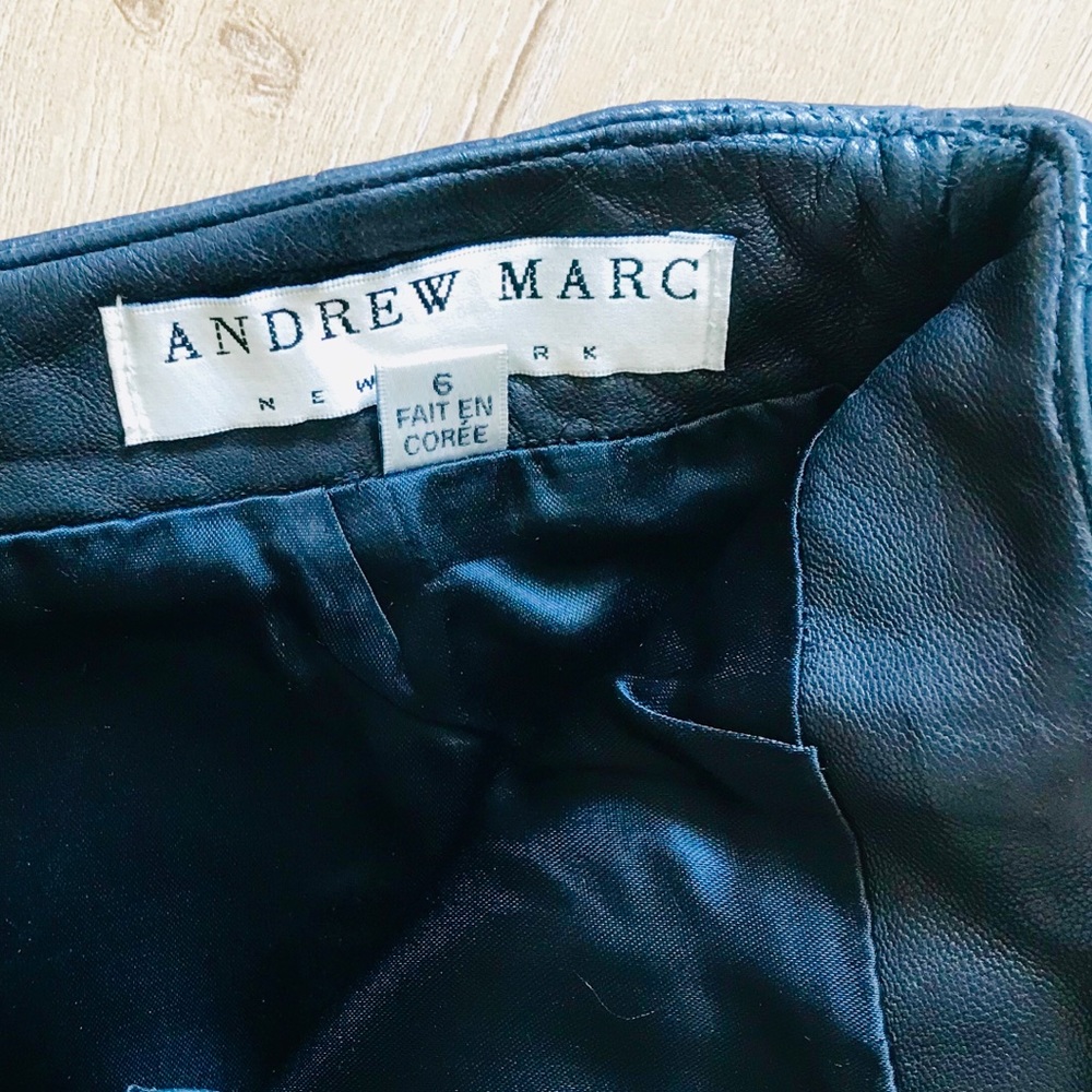 ♣️ NWOT ANDREW MARC LEATHER MINI SKIRT ♠️ - Picture 4 of 8